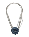 Elisabetta Franchi Woman Necklace Silver Size - Metal, Textile Fibers In Silver