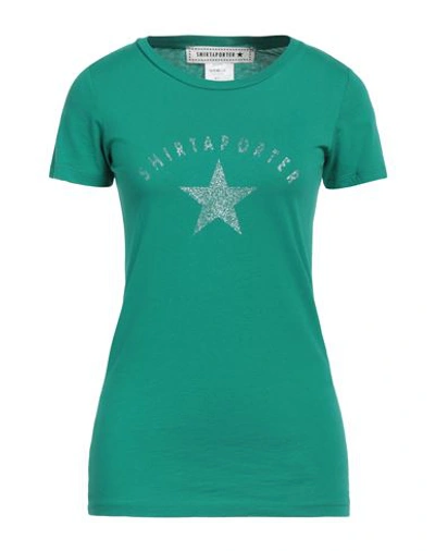 Shirtaporter Woman T-shirt Green Size L Cotton