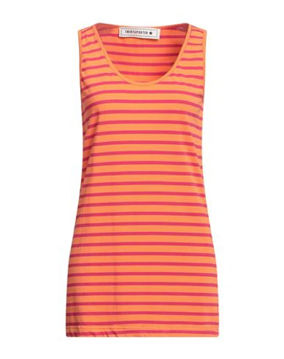 Shirtaporter Woman Tank Top Orange Size 8 Cotton