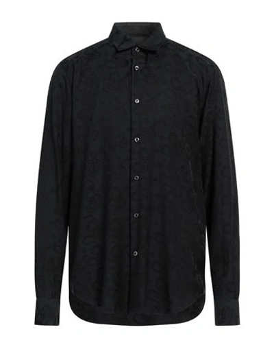 John Richmond Man Shirt Black Size 46 Viscose, Cotton