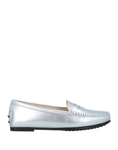 Tod's Woman Loafers Silver Size 6.5 Leather