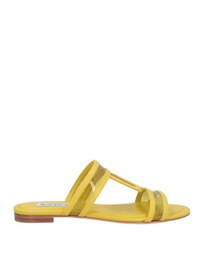 Tod's Woman Sandals Yellow Size 6 Leather, Plastic
