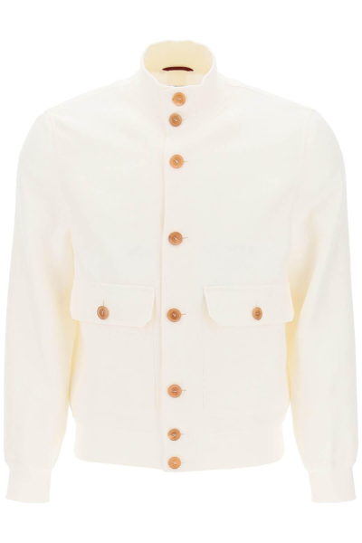 Brunello Cucinelli Tricotine Blouson Jacket In White