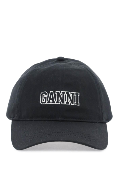 GANNI GANNI BASEBALL CAP WITH LOGO EMBROIDERY