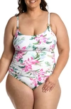 La Blanca Plus Size Mystic Mio One-piece Swimsuit In White Multi