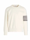 THOM BROWNE 4 BAR SWEATER, CARDIGANS WHITE