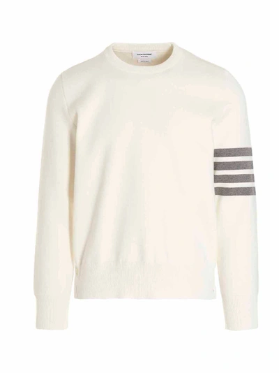 Thom Browne 4 Bar Sweater, Cardigans White