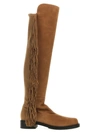 STUART WEITZMAN 5050 BOLD FRINGE BOOTS, ANKLE BOOTS BEIGE