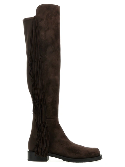 STUART WEITZMAN 5050 BOLD FRINGE BOOTS, ANKLE BOOTS BROWN