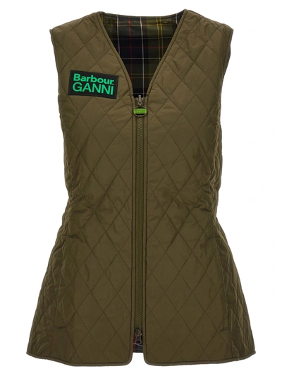 Barbour X Ganni Betty Reversible Gilet In Green