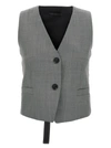 Helmut Lang Cutout Satin-paneled Herringbone Tweed Vest