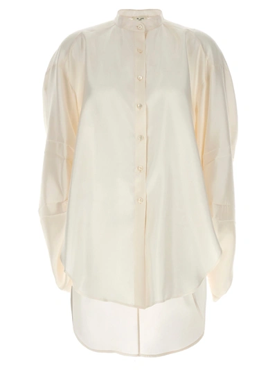 Di.la3 Pari' Curled Sleeve Shirt Shirt, Blouse White