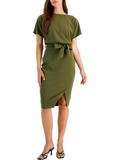 Kensie Womens Blouson Split Wrap Dress In Green