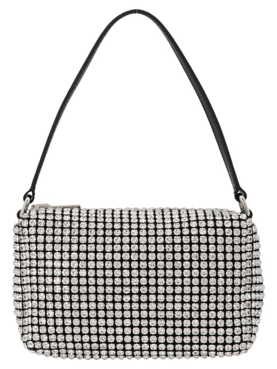 Alexander Wang Womens White Heiress Crystal-embellished Leather Top Handle Bag In Grey