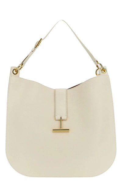 Tom Ford Large Leather Shoulder Strap Crossbody Bags White