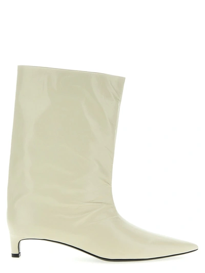 JIL SANDER LEATHER ANKLE BOOTS BOOTS, ANKLE BOOTS BEIGE