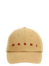 MARNI LOGO EMBROIDERY CAP HATS BEIGE