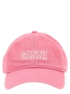 GANNI LOGO EMBROIDERY CAP HATS PINK