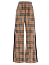 Burberry Stretch Cotton Pants With Check Pattern And Lateral Bands