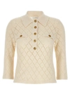ZIMMERMANN MATCHMAKER POINTELLE POLO TOP SWEATER, CARDIGANS WHITE