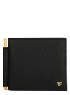 Tom Ford Black Small Grain Leather Money Clip Wallet