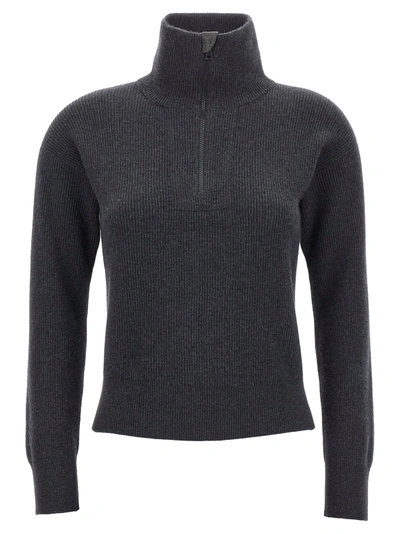 Brunello Cucinelli Monile Half Zip Sweater In Gray