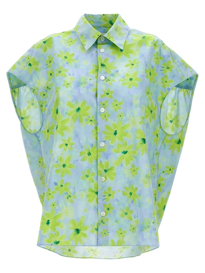 Marni Floral-print Cotton Shirt In Green