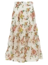 Zimmermann Pleated Floral-print Georgette Midi Skirt