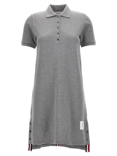 Thom Browne Pique Rib Gusset Tennis Dress In Grey