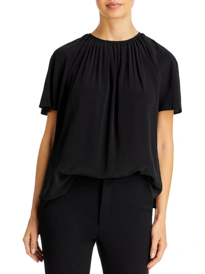 Hugo Boss Inuta Womens Shirred Short Sleeve Blouse In Black