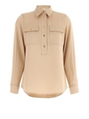 MICHAEL KORS SATIN BLOUSE SHIRT, BLOUSE BEIGE