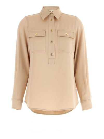 Michael Kors Blouse With Rear Yoke And Buttoned Angle Cuffs In Cream