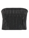 ROTATE BIRGER CHRISTENSEN SEQUIN PINSTRIPE CROP TOP TOPS BLACK