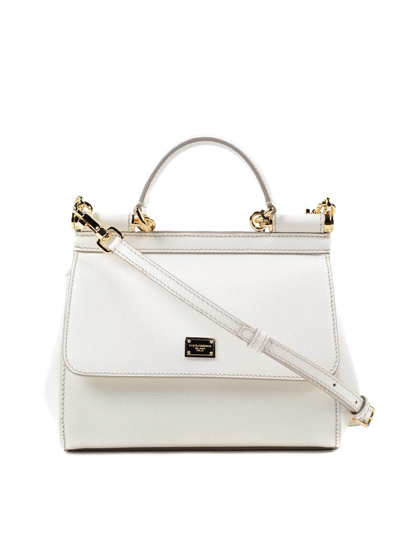 Dolce & Gabbana Sicily Small Leather Bag In White
