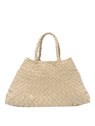 Dragon Diffusion Grace Small Woven Leather Basket Bag In White