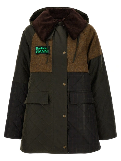 Barbour X Ganni Burley Jacket In Archive_olive_dull_classic_classic