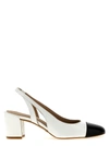 Stuart Weitzman Sleek Slingbacks In White/blk