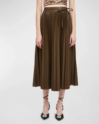 En Saison Maribel Pleated Midi Skirt In Brown