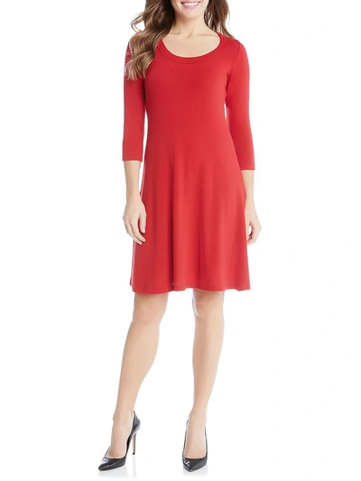 Karen Kane Womens Scoop Neck Mini Sweaterdress In Red