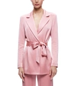 Alice And Olivia Karley Tie Belt Wrap Satin Blazer In Multi
