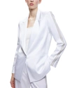 Alice And Olivia Denny Satin Blazer With Crystal Trim In White
