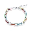 Simona Sterling Silver Multi-color Enamel Paperclip Bracelet In Silver