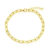 Simona Sterling Silver Or Gold Plated Over Sterling Silver Polished Rope Design Paperclip Bracelet In Gold