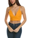 Alice And Olivia Carli Denim Crop Bra Top In Tangerine In Orange