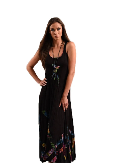 Angel Bra-friendly Vibrant Tropical Dress In Black
