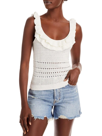 7 For All Mankind Womens Crochet Ruffles Tank Top In White