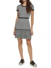 KARL LAGERFELD WOMENS KNIT HOUNDSTOOTH SWEATERDRESS