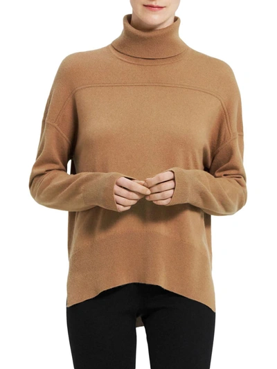 Theory Karenia Womens Cashmere Yoke Panel Turtleneck Sweater In Multi