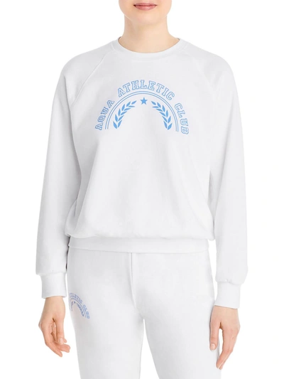 Aqua Womens Graphic Crewneck Sweatshirt In White