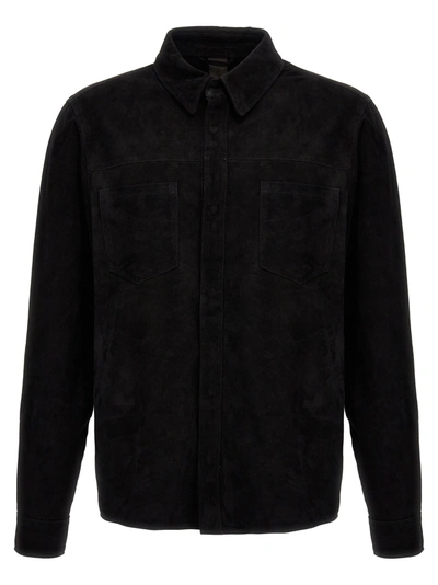 Giorgio Brato Suede Shirt Shirt, Blouse Black In Negro